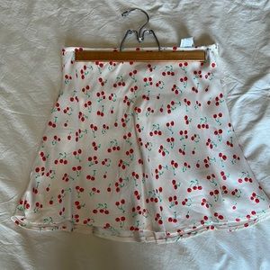 Zara cherry silk mini skirt